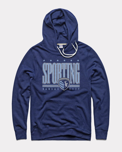 Navy Sporting Kansas City Block Crest Vintage Hoodie Sweatshirt