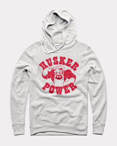 Ash Grey Nebraska Cornhuskers Husker Power Vintage Hoodie