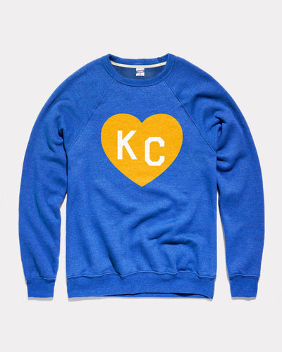 Royal Blue & Yellow KC Heart Vintage Crewneck Sweatshirt