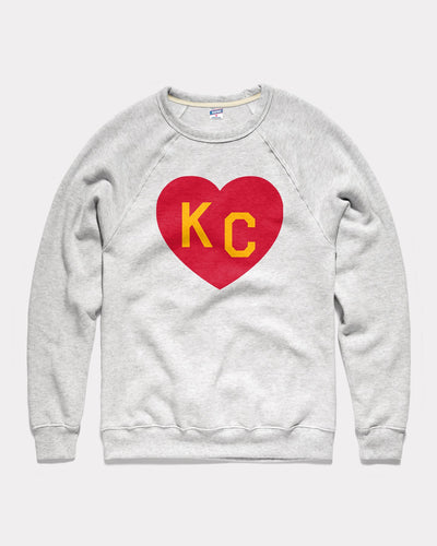 Ash Grey & Red Arrowhead KC Heart Crewneck Sweatshirt