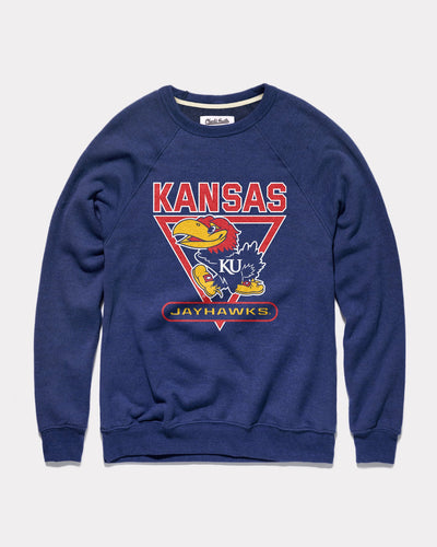 Navy Kansas Jayhawks Victory Vintage Crewneck Sweatshirt