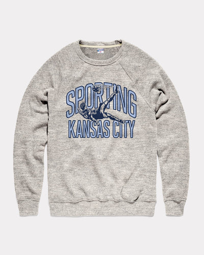 Athletic Grey Sporting Kansas City Kicker Vintage Crewneck Sweatshirt