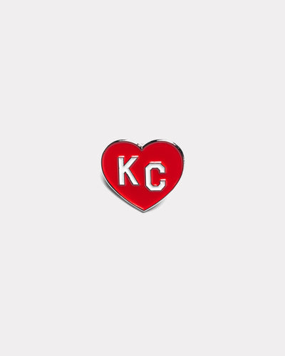 Red Charlie Hustle KC Heart Enamel Pin