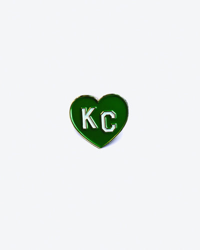 Green KC Heart Enamel Lapel Pin