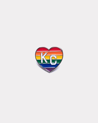 Rainbow Charlie Hustle Pride KC Heart Enamel Pin