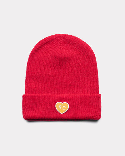 Red & Yellow KC Heart Vintage Beanie Hat