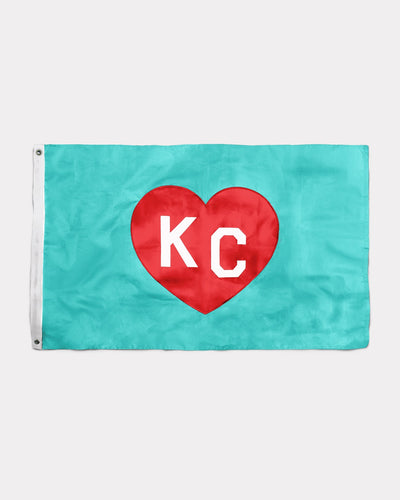Teal & Red KC Heart Flag